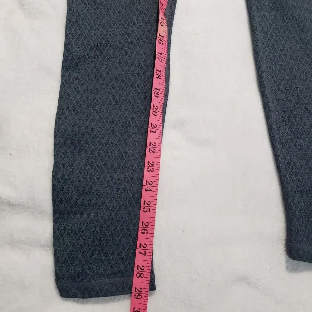 prAna Ruched Yoga Leggings Women's Medium Gray‎ Diamond Print Stretch Activewear